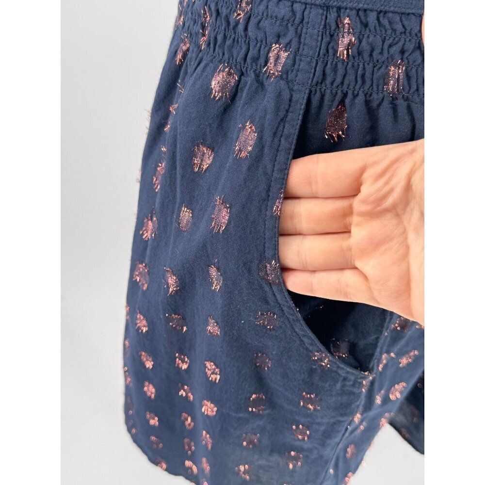 J. Crew 2-Piece Set Navy & Rose Gold Metallic Polka Dot Skirt & Top Sz M EUC - Picture 9 of 15